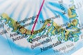 Narsaq, Greenland, highlighted on a world map Royalty Free Stock Photo