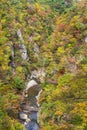 Naruko Gorge Valley with colorful foliage Royalty Free Stock Photo