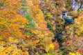 Naruko Gorge valley with rail tunnel in Miyagi Tohoku Japan Royalty Free Stock Photo