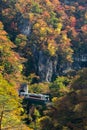 Naruko Gorge valley with rail tunnel in Miyagi Tohoku Japan Royalty Free Stock Photo