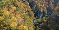 Naruko Gorge valley with rail tunnel in Miyagi Tohoku Japan Royalty Free Stock Photo