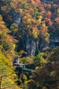 Naruko Gorge valley with rail tunnel in Miyagi Tohoku Japan Royalty Free Stock Photo