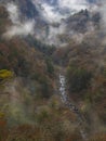 Naruko River as seen from KOKONOE UME SUSPENSION BRIDGE,Kokonoe City,Oita Prefecture,Kyushu,Japan Royalty Free Stock Photo