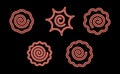Narutomaki or kamaboko surimi icons set red neon color in black