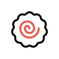 Narutomaki or kamaboko surimi vector outline icon