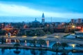Narva. Estonia. City beach and Alexander Lutheran Cathedral Royalty Free Stock Photo