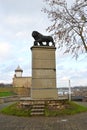 View of the tower of tall Hermann and the monument with Swedish