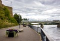 Narva, Ida-Virumaa/ Estonia-11AUG2020. New beautiful modern promenade by Narva river in city of Narva.