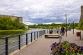 Narva, Ida-Virumaa/ Estonia-11AUG2020. New beautiful modern promenade by Narva river in city of Narva.