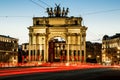 Narva triumphal gate at Stachek Avenue in St. Petersburg in the Royalty Free Stock Photo