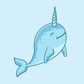 Narwhal Cartoon Cute Ocean Animals Illustration