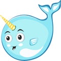 Narwhal cute character in cartoon style drawing Royalty Free Stock Photo