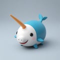 Narwhal 3D sticker Emoji icon illustration, funny little animals, narwhal on a white background