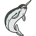 Narwhal Marine Animal Cartoon Colored Clipart