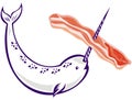 Narwhal whale stringing bacon