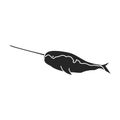 Narwhal whale vector icon.Black vector icon isolated on white background narwhal whale.