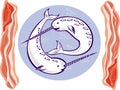 Narwhal whales and bacon Royalty Free Stock Photo