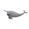 Narwhals tusking icon, cartoon style