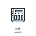 nas icon vector from computer collection. Thin line nas outline icon vector illustration