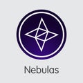 NAS - Nebulas. The Icon of Crypto Coins or Market Emblem. Royalty Free Stock Photo