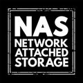NAS Network-Attached Storage - file-level computer data storage server connected to a computer network, acronym text stamp concept Royalty Free Stock Photo