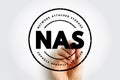 NAS Network-Attached Storage - file-level computer data storage server connected to a computer network, acronym text stamp concept Royalty Free Stock Photo