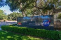 NASA and JPL logo at the entrance to the Space Flight Operations Facility