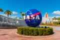 NASA Logo on Globe at Kennedy Space Center Florida Royalty Free Stock Photo