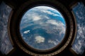 NASA provided the space station window view of the planet earth used in this image Royalty Free Stock Photo