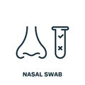 Nasal Analysis Swab for Corona Line Icon. Positive or Negative Coronavirus Pcr Test Linear Pictogram. DNA exam with Royalty Free Stock Photo