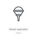 Nasal aspirator icon. Thin linear nasal aspirator outline icon isolated on white background from hygiene collection. Line vector