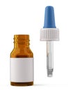 Nasal or eye drops template bottle with open pipette