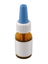 Nasal or eye drops template bottle with pipette - front view