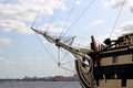 Nasal part of a sailing ship on the Neva River in St. Petersburg