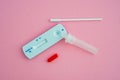 Nasal Rapid antigen test kit for coronavirus or Covid-19 antigen selftest kit isolated on pink background. Royalty Free Stock Photo