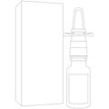 Nasal spray bottle, nasal spray for colds and seasonal allergies. Aerosol spray pump packaging drug. Drug spray for the nose