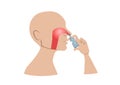 Nasal spray, profile of a man who is curing his running nose Royalty Free Stock Photo