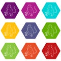 Nasalis monkey icons set 9 vector