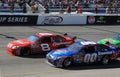 NASCAR - Jr versus Reutimann Royalty Free Stock Photo