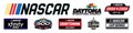 Nascar, National Association for Stock Car Auto Racing. Logos of Daytona, NASCAR Cup Series, Xfinity Series, Craftsman Truck Royalty Free Stock Photo