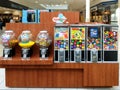 NASHUA, NH - MARCH 6, 2021 - Old-fashioned Gumball and Candy Machines at Pheasant Lane Mall, March 6, 2021