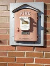 NASHUA, NH / USA - MAY 11, 2021, Old-fashioned fire alarm made by the Gamewell company of Medway MA