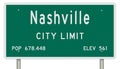 Nashville road sign showing population and elevation