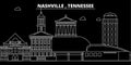 Nashville silhouette skyline. USA - Nashville vector city, american linear architecture, buildings. Nashville travel