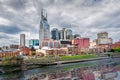 Nashville Skyline on a cloudy day with some city reflection Royalty Free Stock Photo