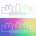 Nashville skyline. Colorful linear style.