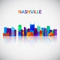 Nashville skyline silhouette in colorful geometric style.