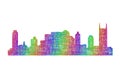 Nashville skyline silhouette - multicolor line art