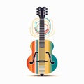 Modern Guitar Line Illustration With Retro Colors