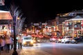 Street scene from famous lower Broadway in Nashville Tennessee viewed at night